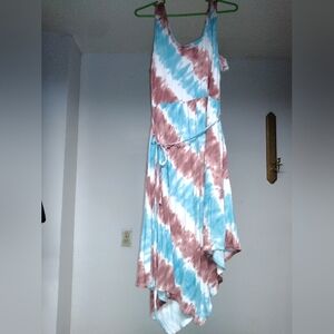 Cato Tie-Dye Sleeveless Dress - Blue and Brown